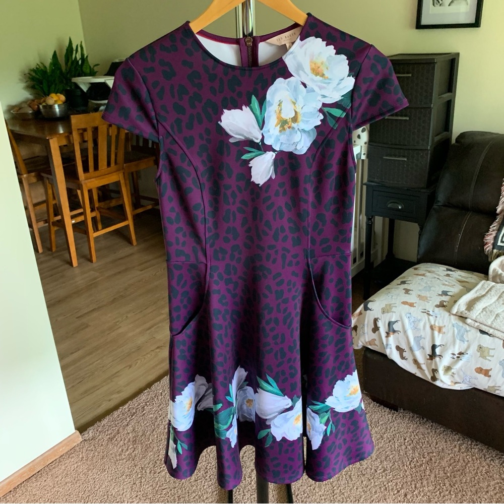 Ted Baker London Floral Skater Mini Dress XS 4